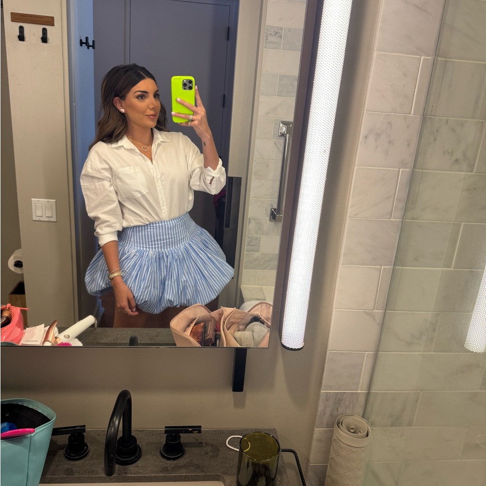 Aknvas Light Blue Striped Mini Skirt
